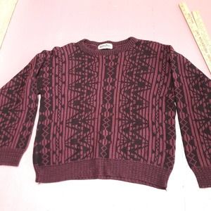 VINTAGE Jonathan Chase Sweater Men Large Purple Stripe Crewneck Pullover‎ Cosby
